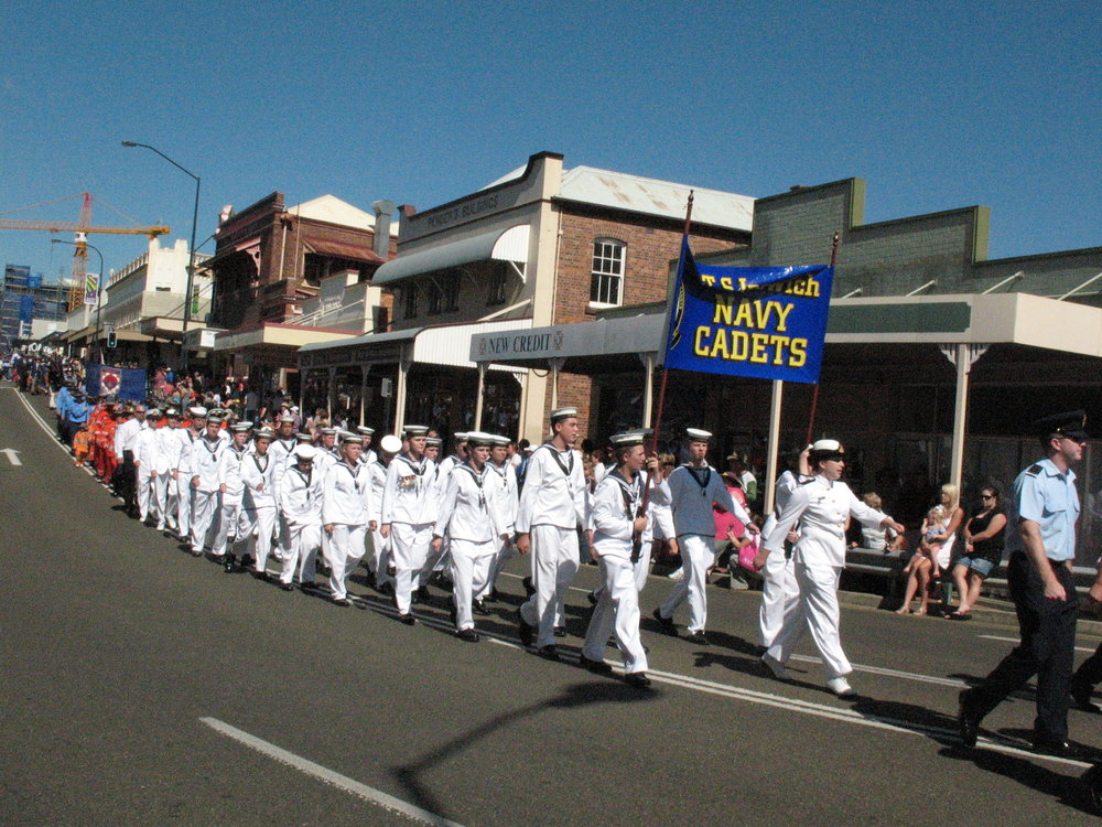 Anzac Day March down Ellenborough Street, towards Timothy Maloney Park, Ipswich, April 2009