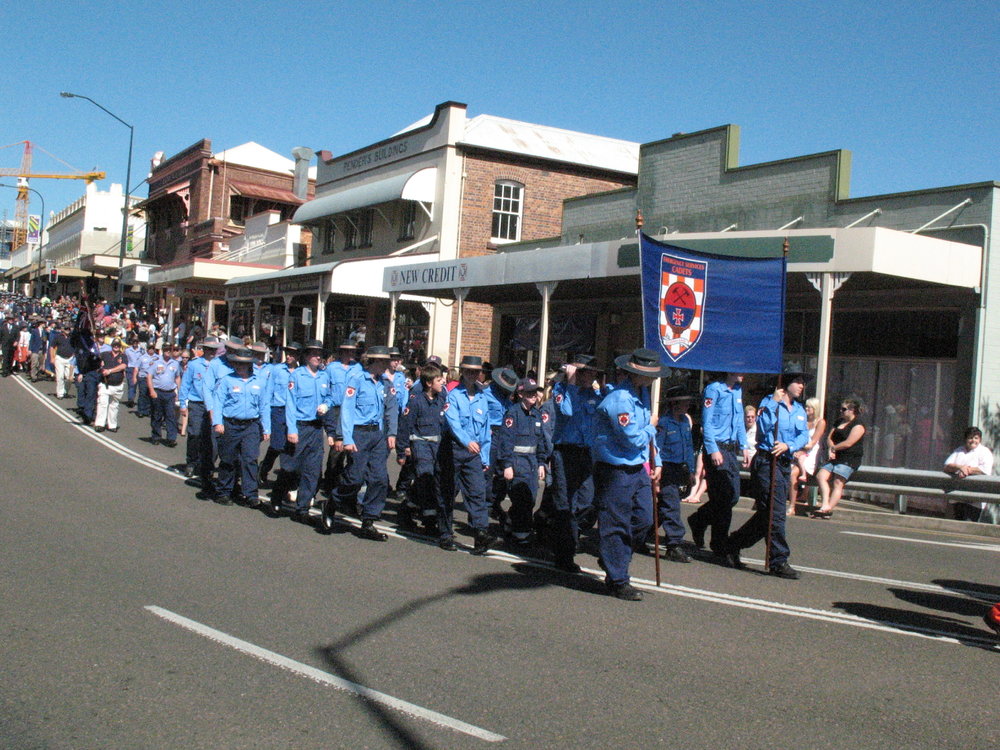 Anzac Day March down Ellenborough Street, towards Timothy Maloney Park, Ipswich, April 2009