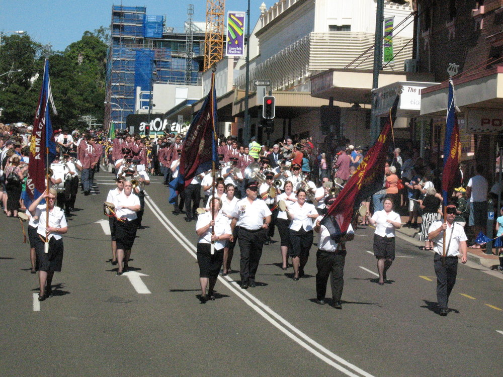 Anzac Day March down Ellenborough Street, towards Timothy Maloney Park, Ipswich, April 2009