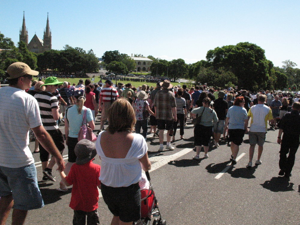 Anzac Day March down Ellenborough Street, towards Timothy Maloney Park, Ipswich, April 2009