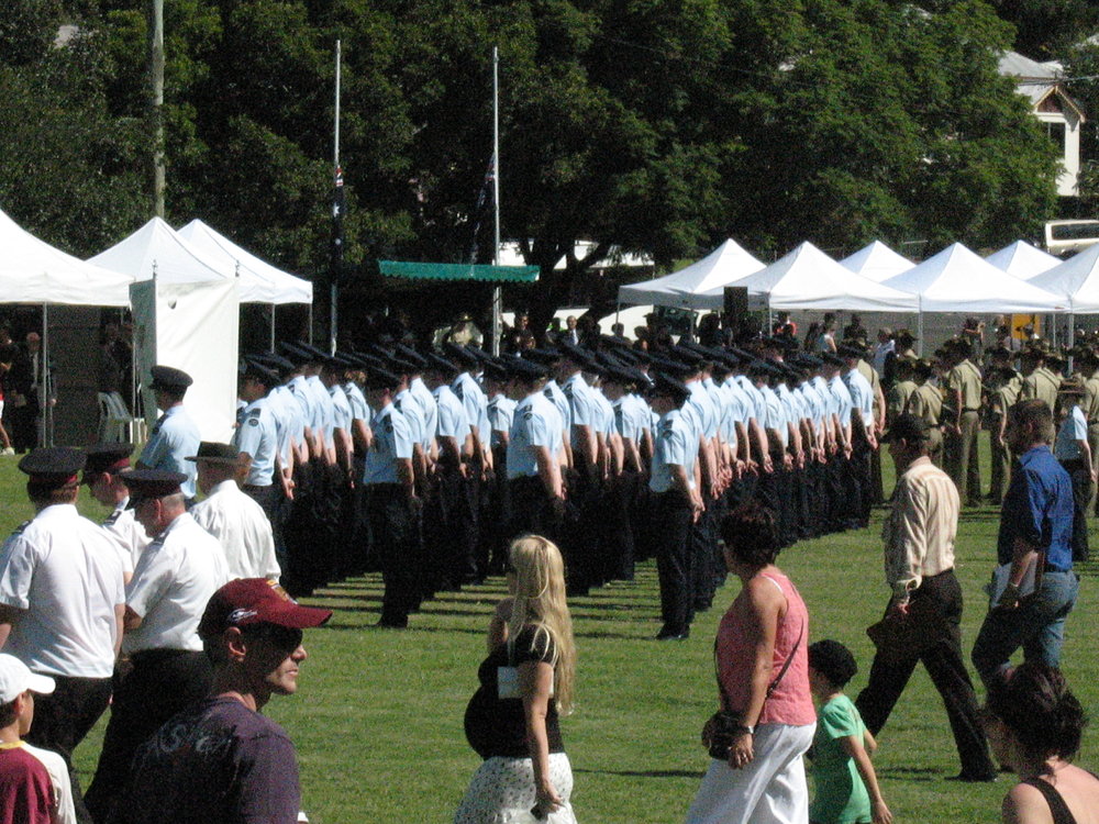 Anzac Day March down Ellenborough Street, towards Timothy Maloney Park, Ipswich, April 2009