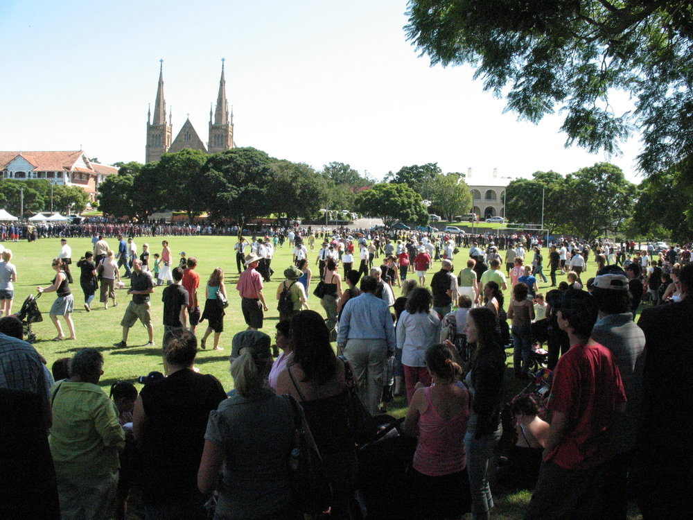 Anzac Day March down Ellenborough Street, towards Timothy Maloney Park, Ipswich, April 2009