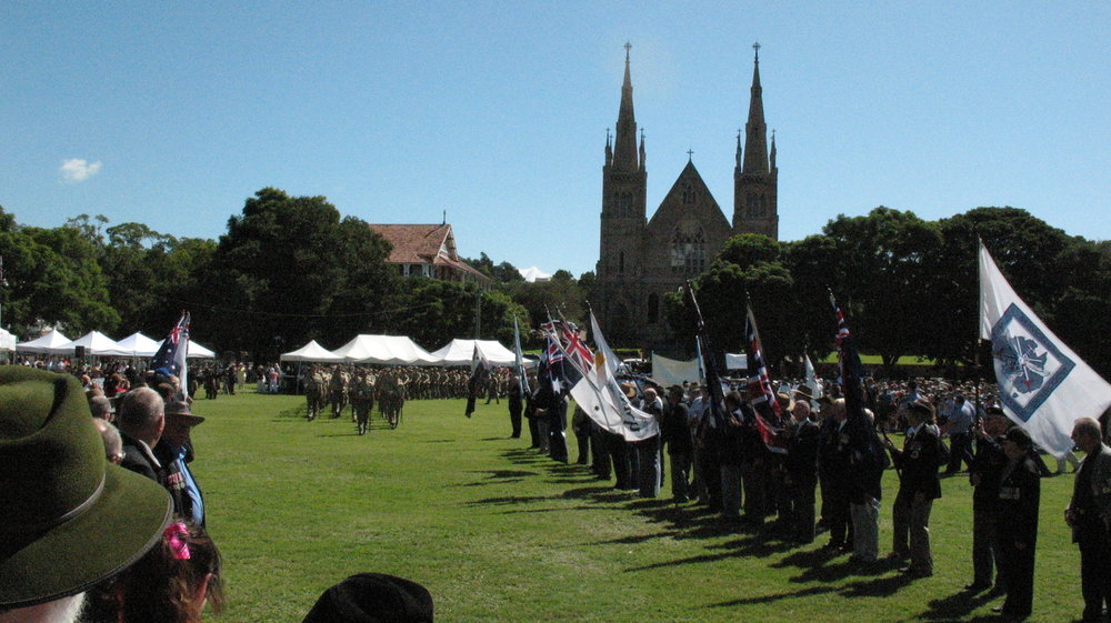 Anzac Day March down Ellenborough Street, towards Timothy Maloney Park, Ipswich, April 2009