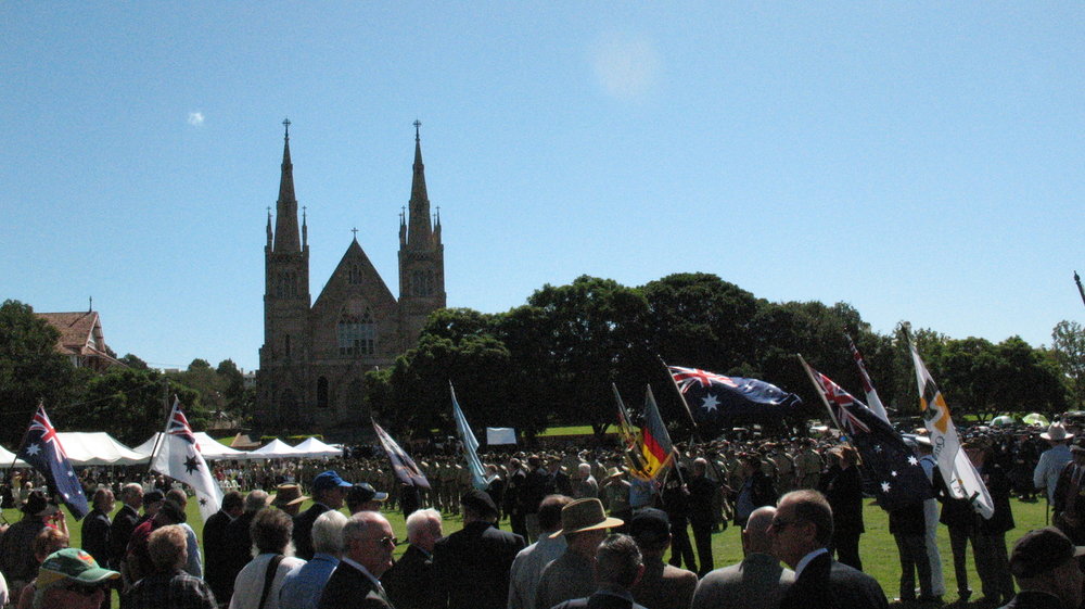 Anzac Day March down Ellenborough Street, towards Timothy Maloney Park, Ipswich, April 2009