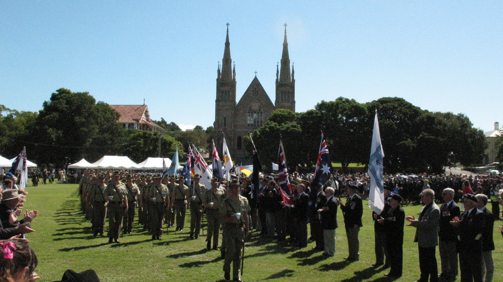 Anzac Day March down Ellenborough Street, towards Timothy Maloney Park, Ipswich, April 2009