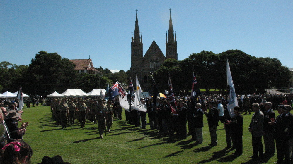 Anzac Day March down Ellenborough Street, towards Timothy Maloney Park, Ipswich, April 2009