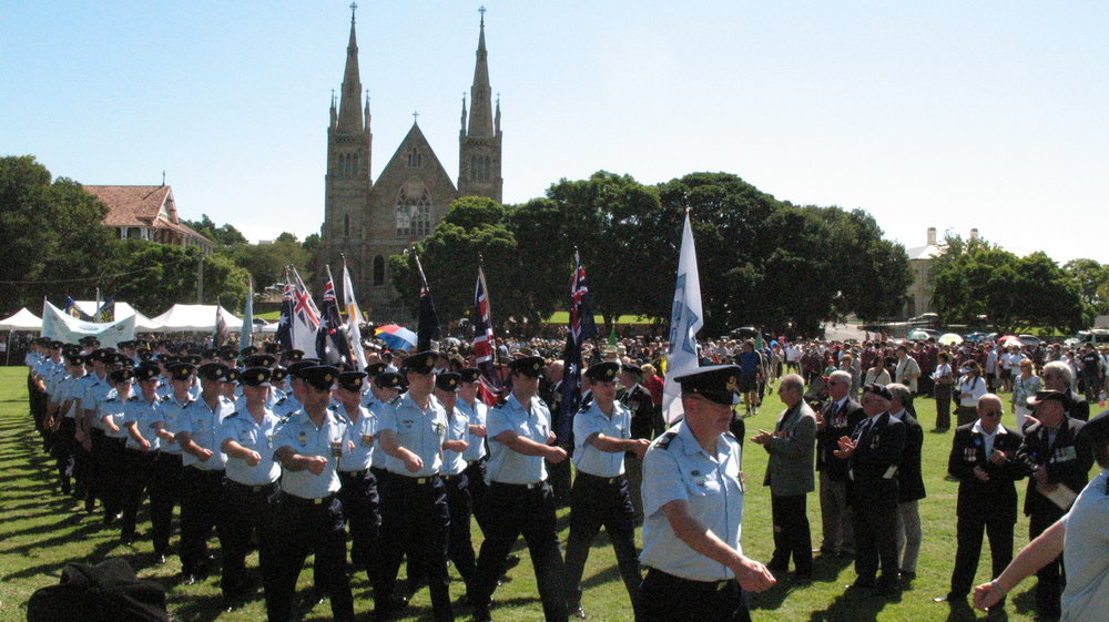 Anzac Day March down Ellenborough Street, towards Timothy Maloney Park, Ipswich, April 2009