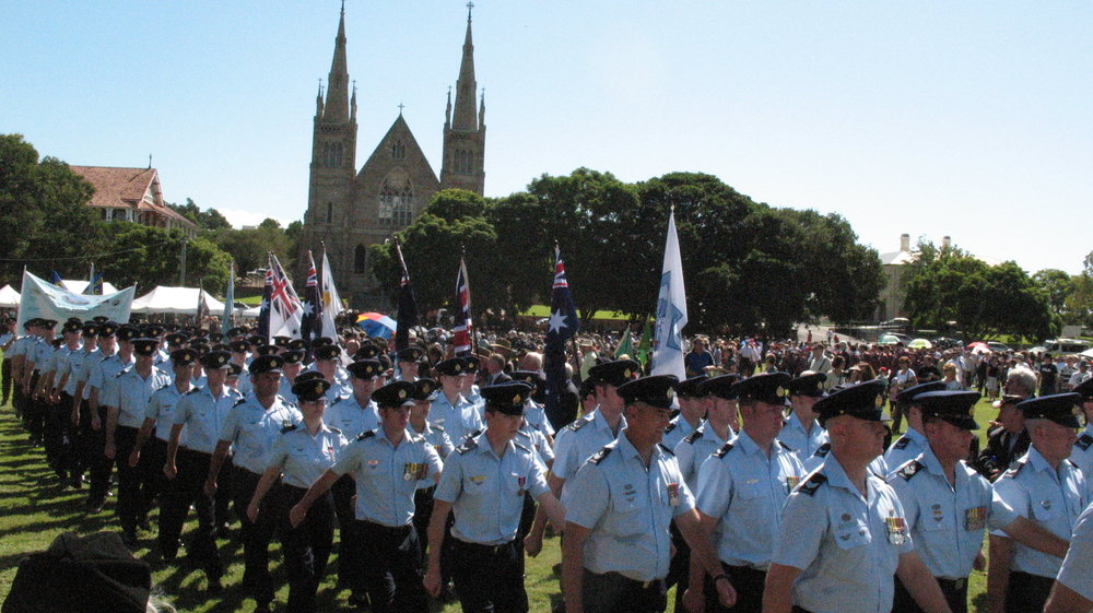 Anzac Day March down Ellenborough Street, towards Timothy Maloney Park, Ipswich, April 2009