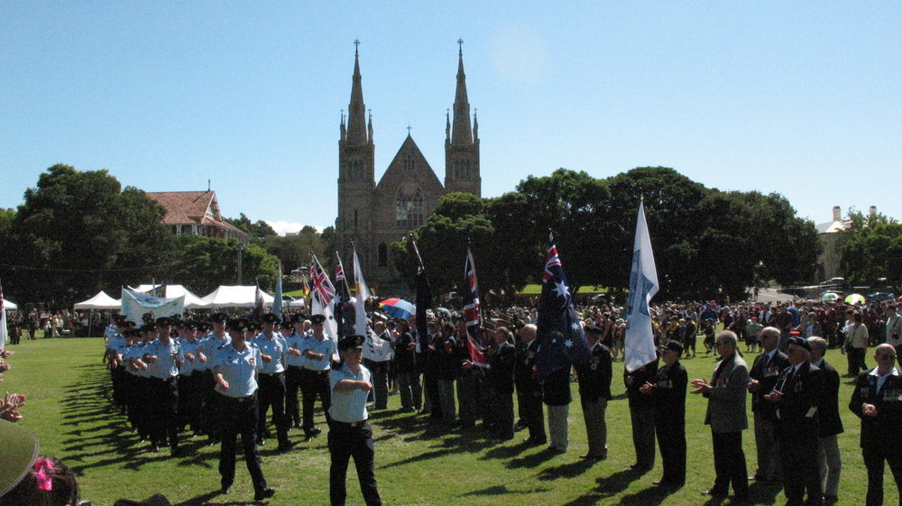 Anzac Day March down Ellenborough Street, towards Timothy Maloney Park, Ipswich, April 2009