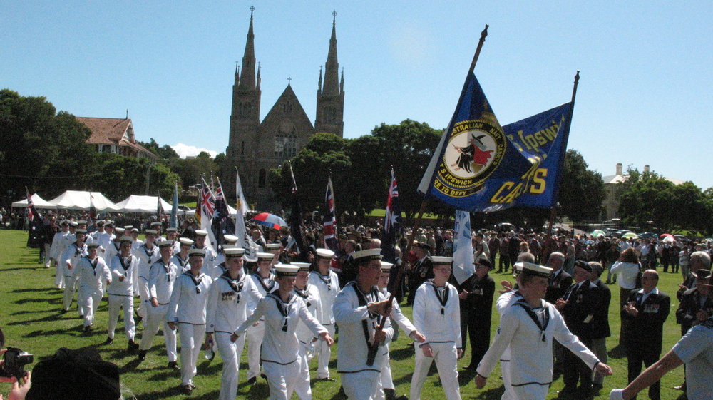 Anzac Day March down Ellenborough Street, towards Timothy Maloney Park, Ipswich, April 2009