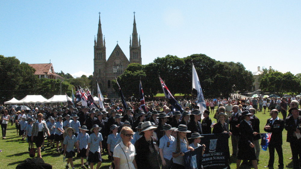 Anzac Day March down Ellenborough Street, towards Timothy Maloney Park, Ipswich, April 2009