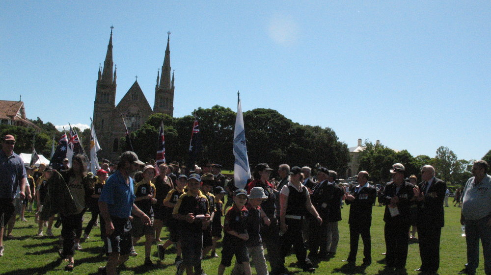 Anzac Day March down Ellenborough Street, towards Timothy Maloney Park, Ipswich, April 2009