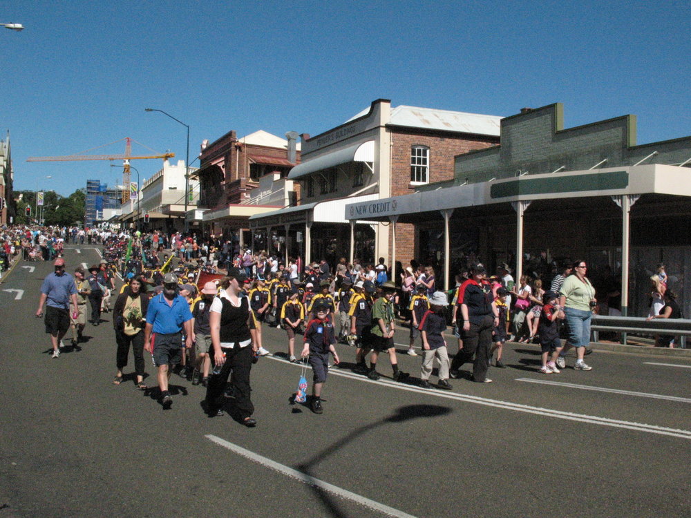 Anzac Day March down Ellenborough Street, towards Timothy Maloney Park, Ipswich, April 2009