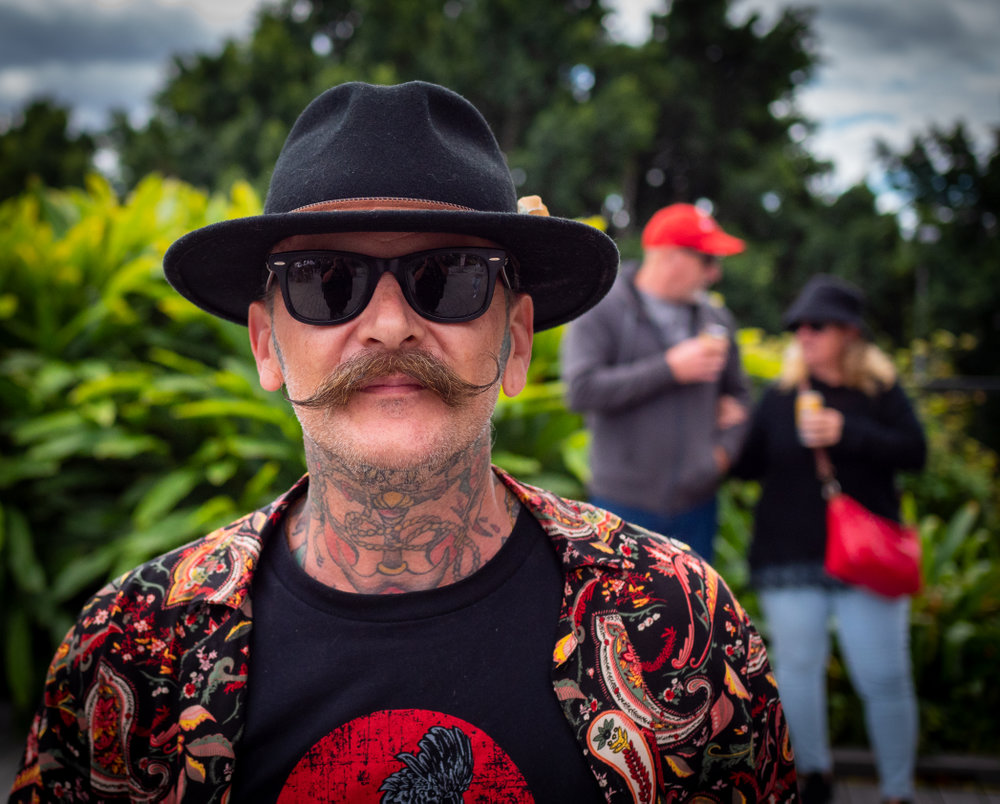 Entrant in the beards and moustaches competition at Bikes Beards   BBQs, Tulmur Place, September 2022