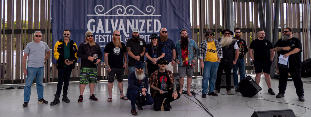 Entrants in the beards and moustaches competition at Bikes Beards   BBQs, Tulmur Place, September 2022