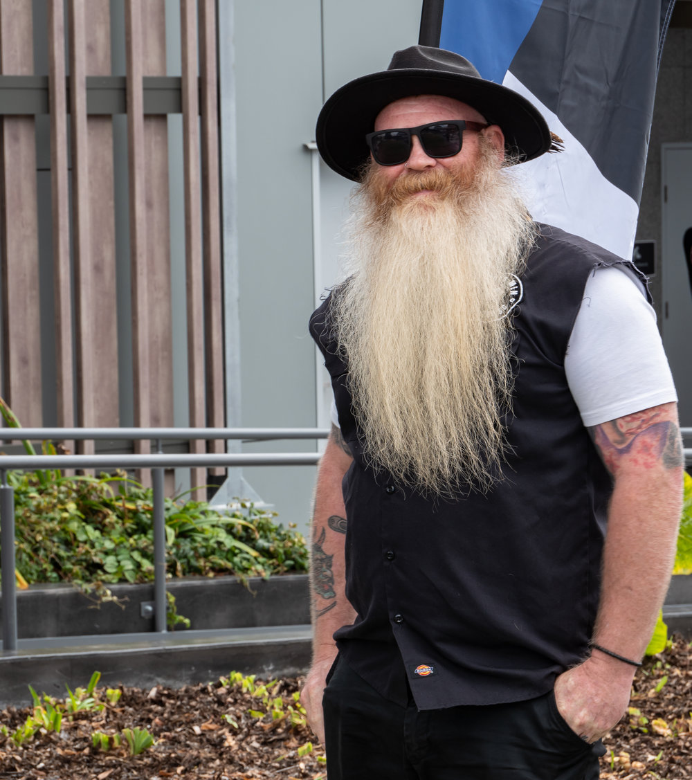 Entrant in the beards and moustaches competition at Bikes Beards   BBQs, Tulmur Place, September 2022