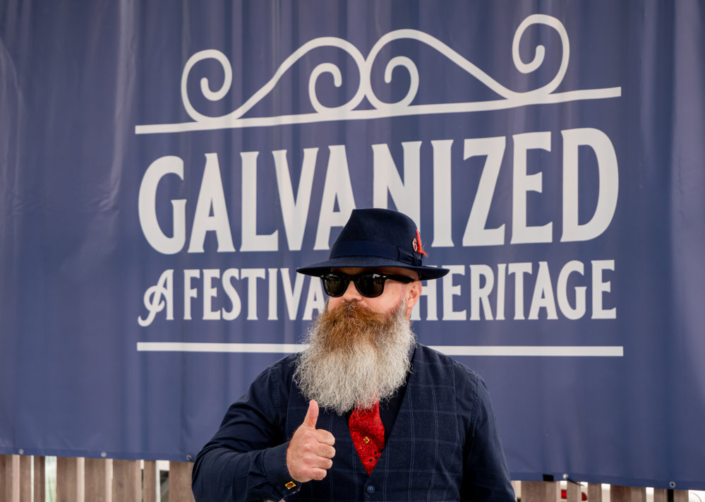 Entrant in the beards and moustaches competition at Bikes Beards   BBQs, Tulmur Place, September 2022