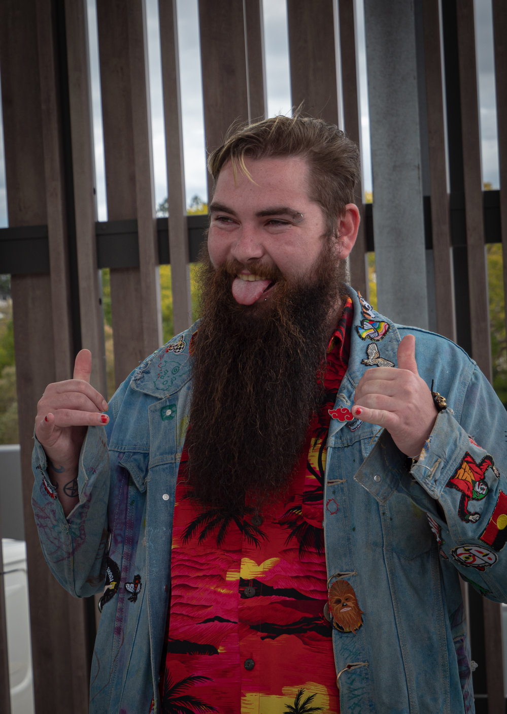 Entrant in the beards and moustaches competition at Bikes Beards   BBQs, Tulmur Place, September 2022