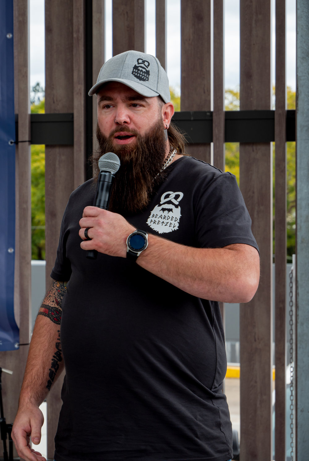 Entrant in the beards and moustaches competition at Bikes Beards   BBQs, Tulmur Place, September 2022
