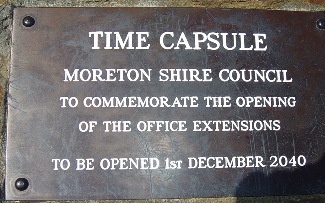 Moreton Shire Council Administration Building Time Capsule Plaque