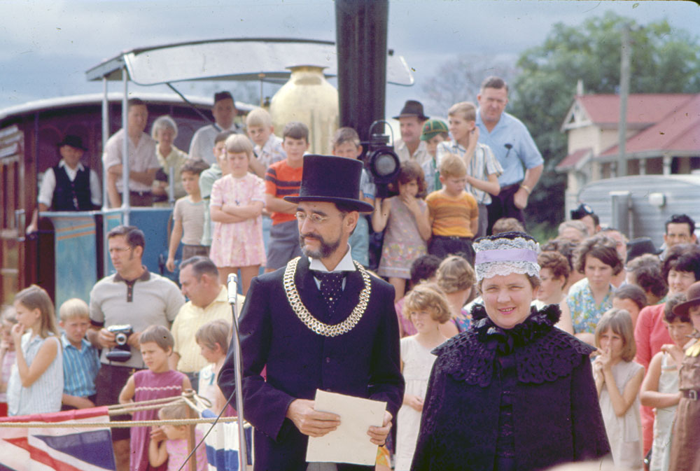 Re-enactment of opening of the Ipswich to Grandchester railway line, North Ipswich, 1965