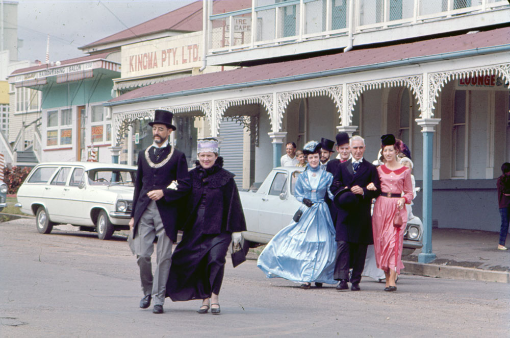 Re-enactment of opening of the Ipswich to Grandchester railway line, North Ipswich, 1965