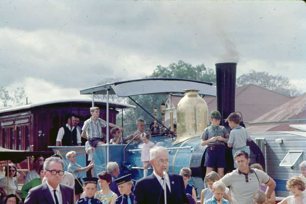 Re-enactment of opening of the Ipswich to Grandchester railway line, North Ipswich, 1965