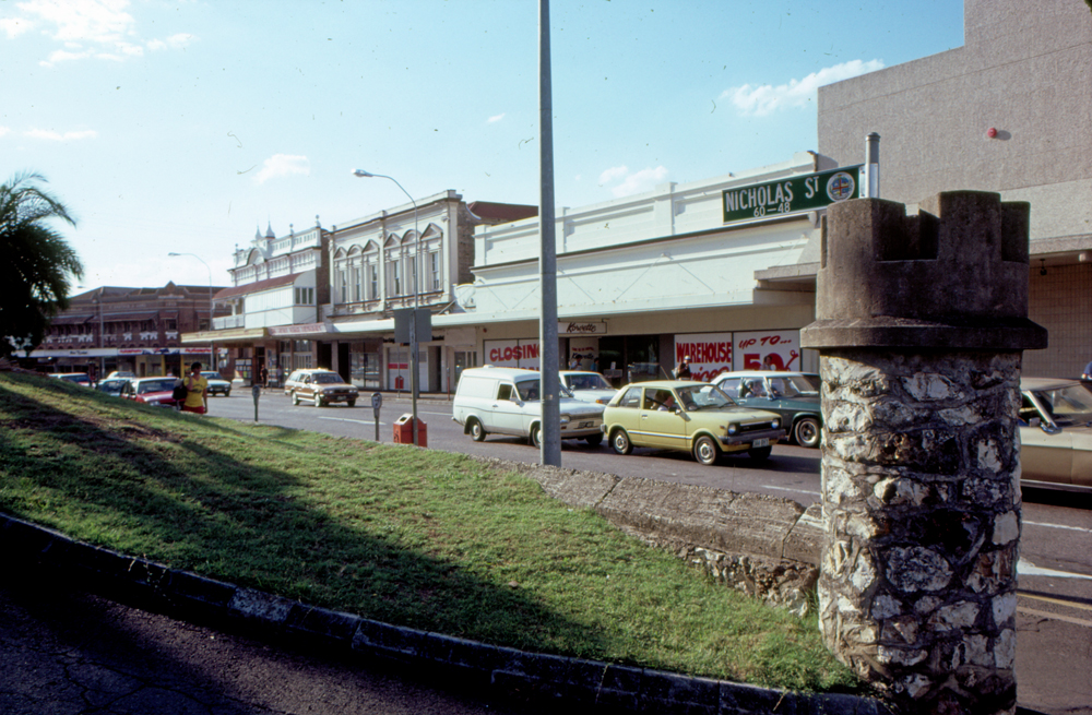 Brisbane Street, between Ellenborough and Nicholas Streets, Ipswich, 1985