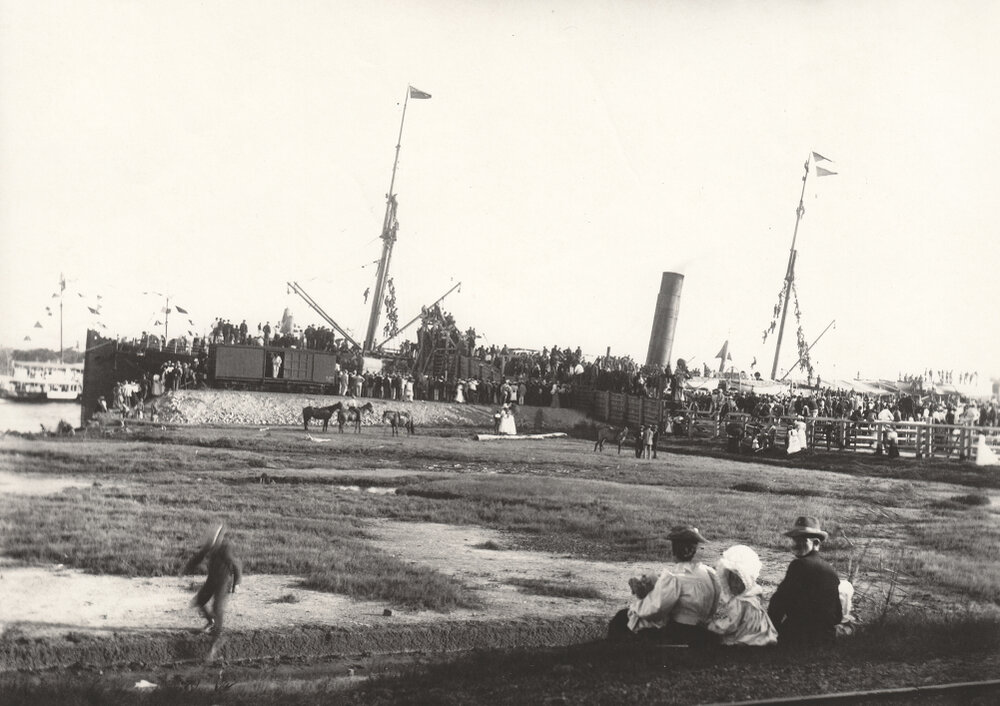 Thought to be Troop Ship Embarking for South Africa, Brisbane, c.1900