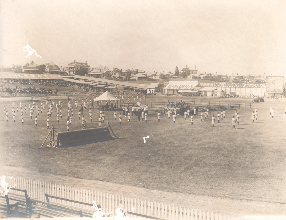 Calisthenics display at Royal Queensland Showgrounds, Brisbane, 1900s 