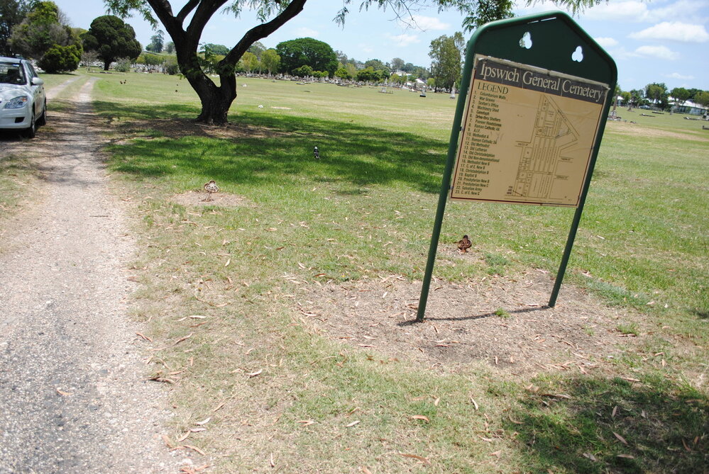 Signage at Ipswich General Cemetery, 2012