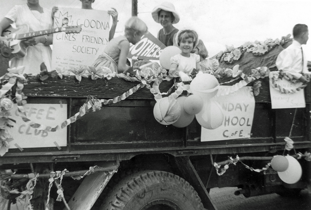 GFS float, Jacaranda Festival parade, Goodna, Ipswich, late 1960s