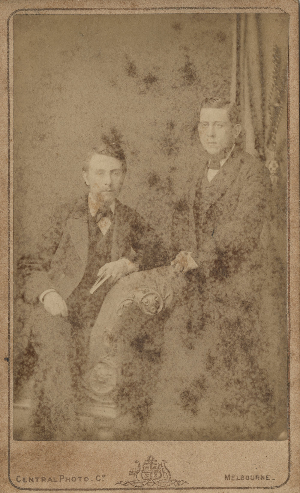 Carte de Visite portrait of two brothers thought to be relatives or friends of the Wyman family, Melbourne, c.1880