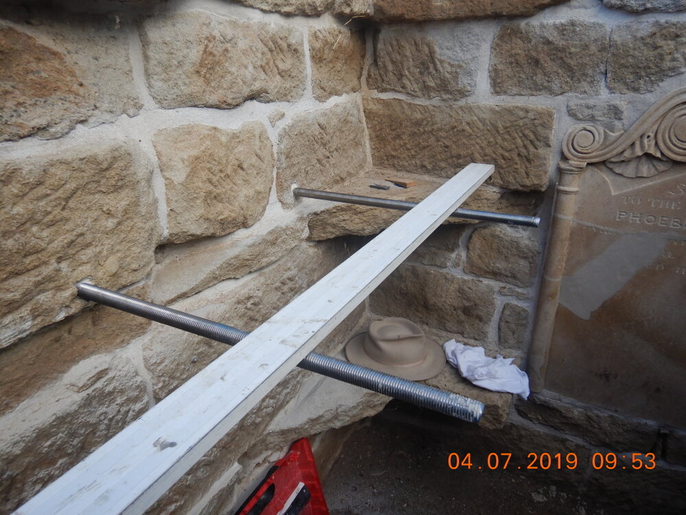 Coffin tray preparation for Fleming Vault, Ipswich General Cemetery, 2019 