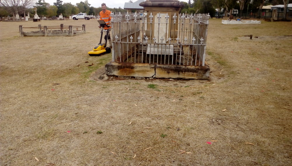 Ground radar searching for vaults and crypts, Ipswich General Cemetery, 2019 