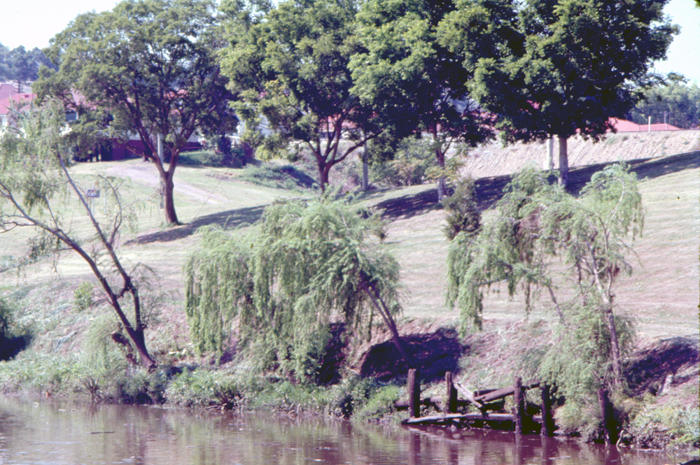 Remains of wharf on south bank of Bremer River, end of Marsden Parade, Ipswich, 1971