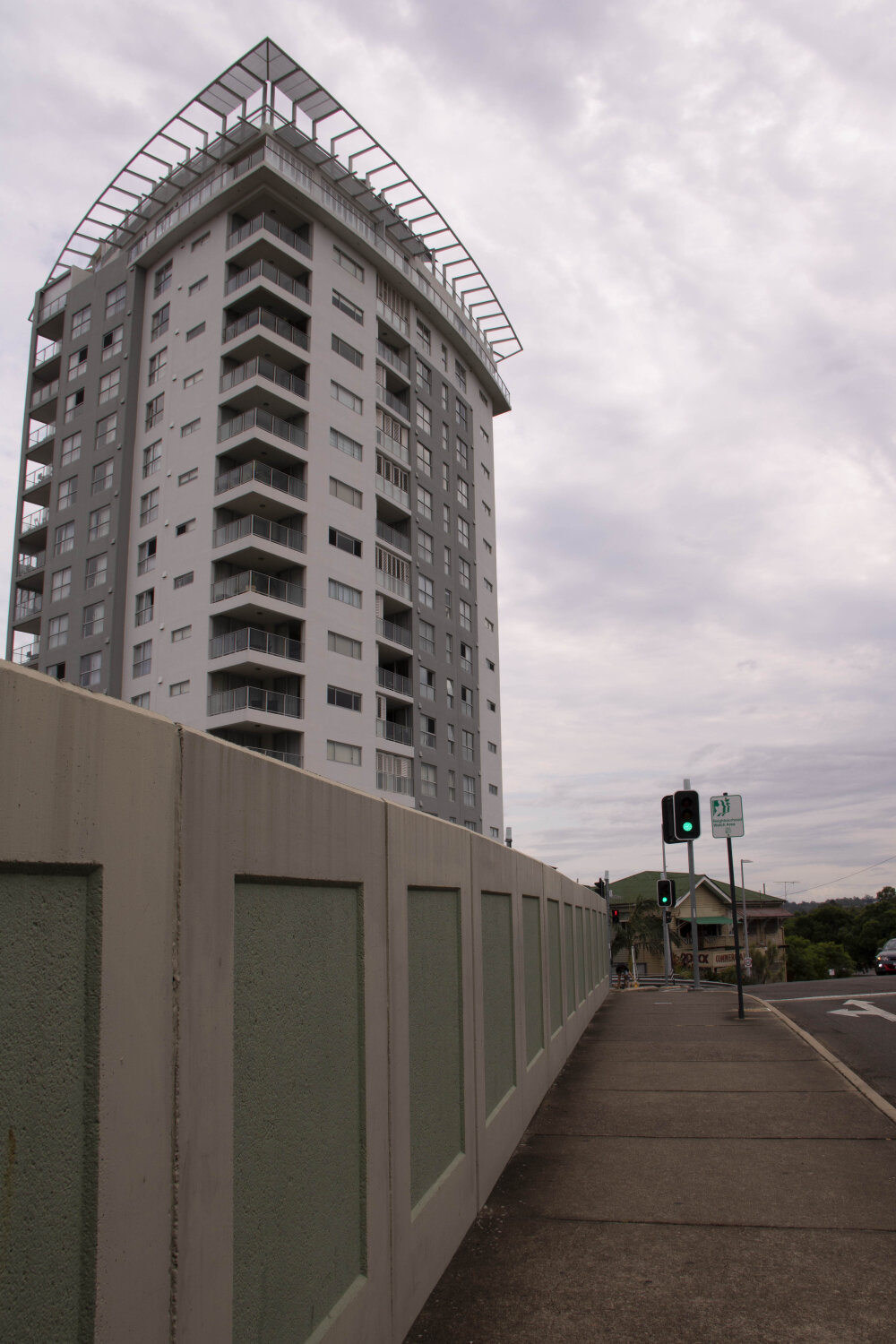 Aspire Apartments, from The Halley Bridge, Ellenborough Street, Ipswich, March 2023
