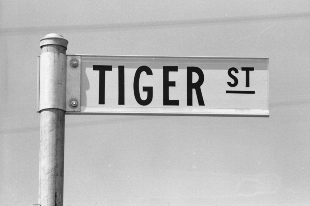 Tiger Street sign, Ipswich, Queensland, January 1978