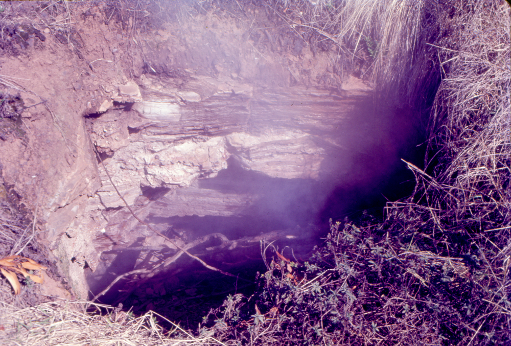 Subsidence at site of Brynhyfryd ruins, Blackstone, Ipswich,  c.1971
