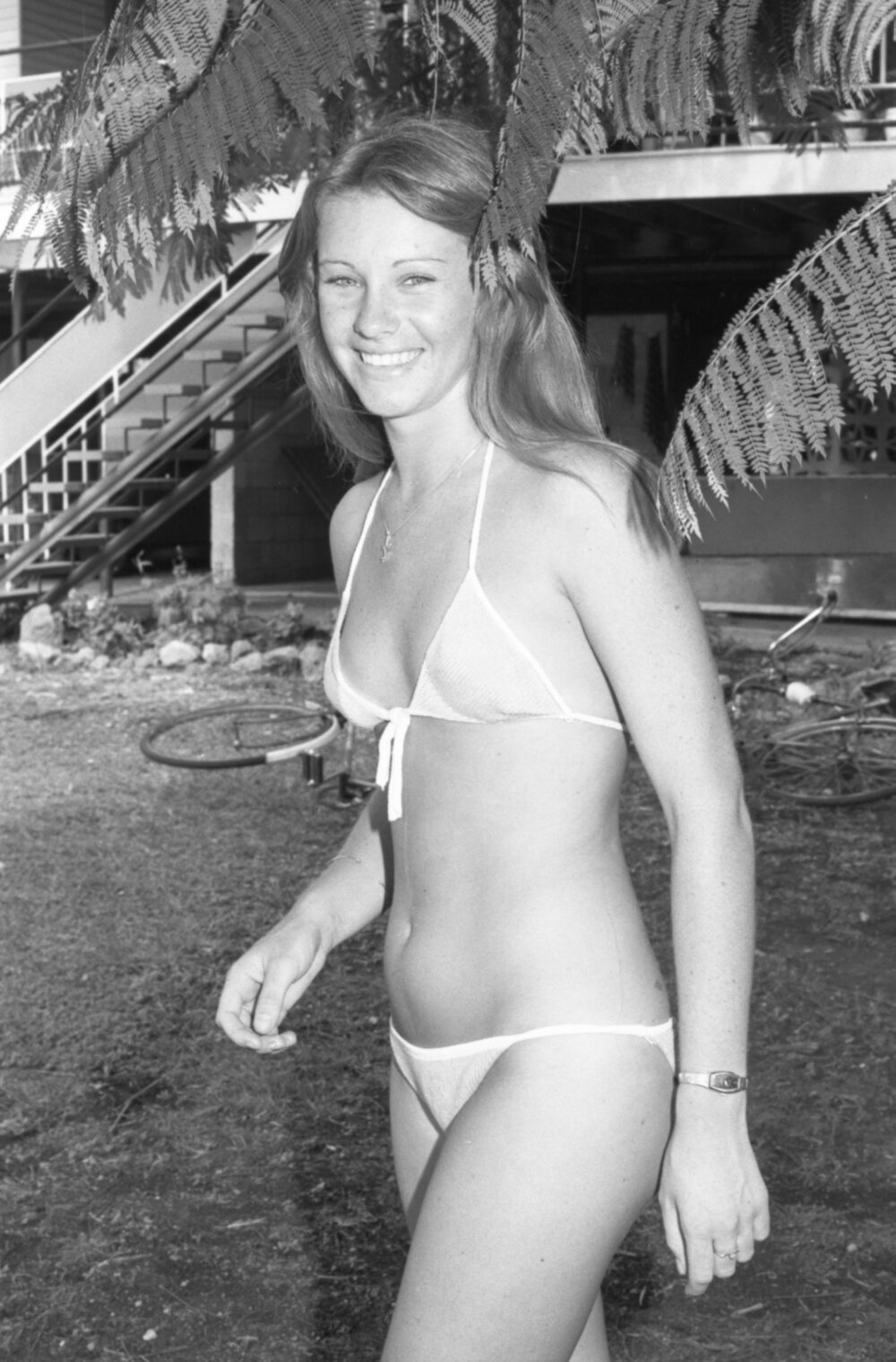 Kim modelling bikini, Ipswich, Queensland, January 1978