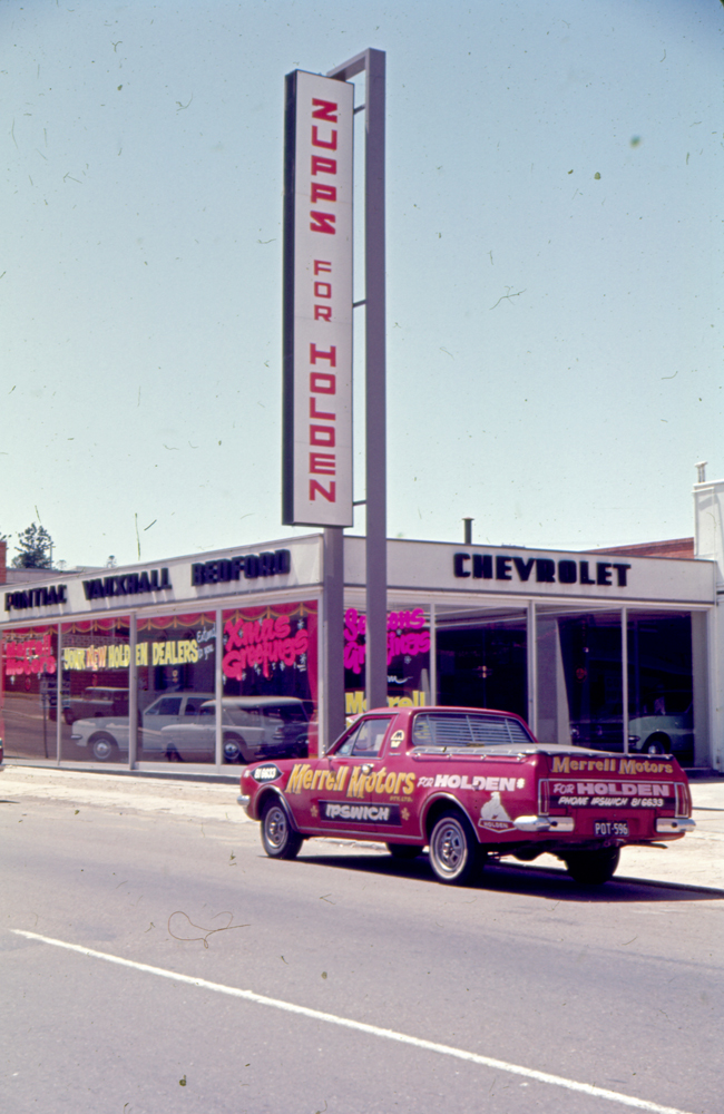 Zupps car dealership, 34 Brisbane Street, Ipswich, 1970