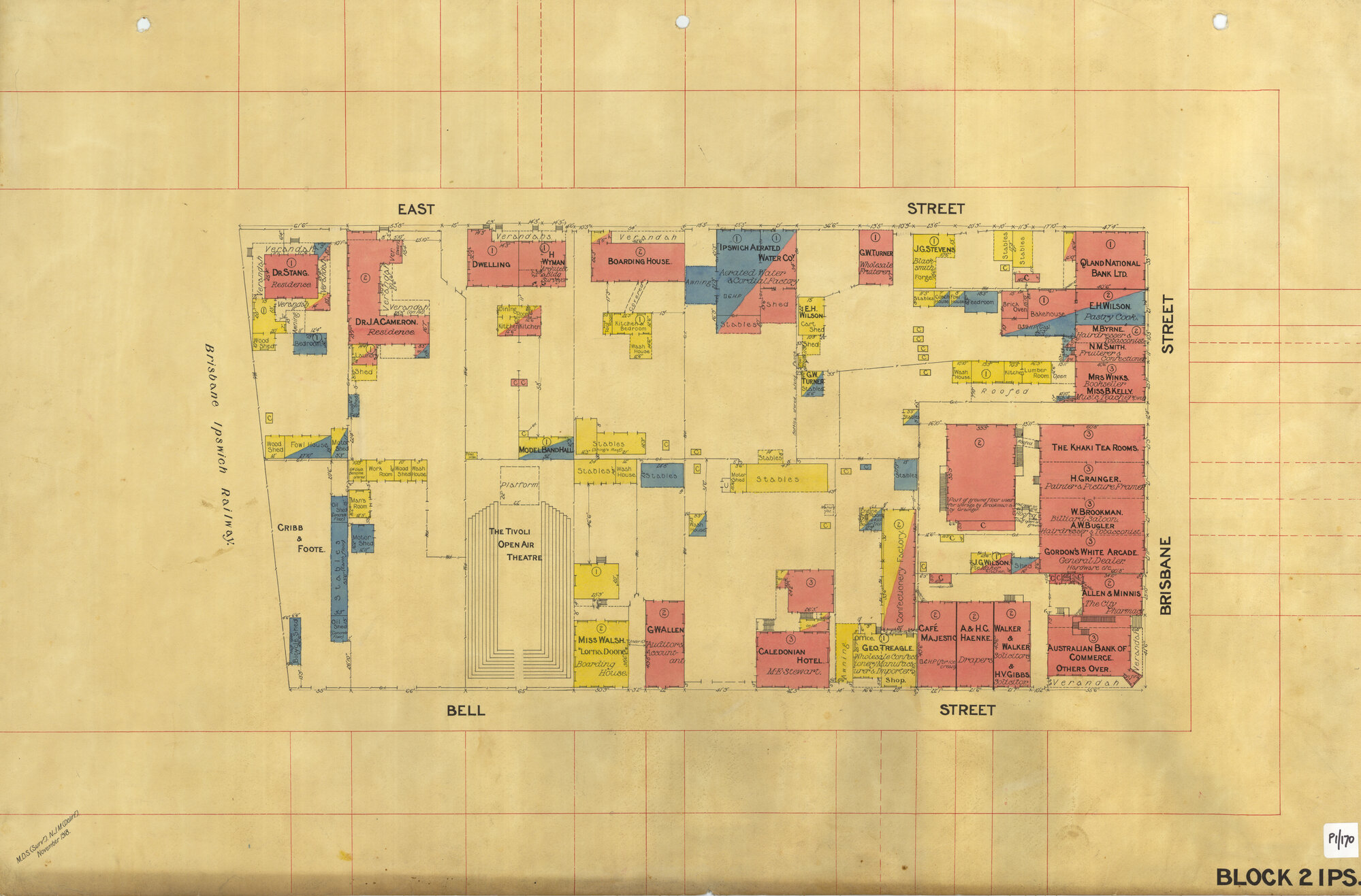 1918 Block Map - Bell, Brisbane &amp; East Streets
