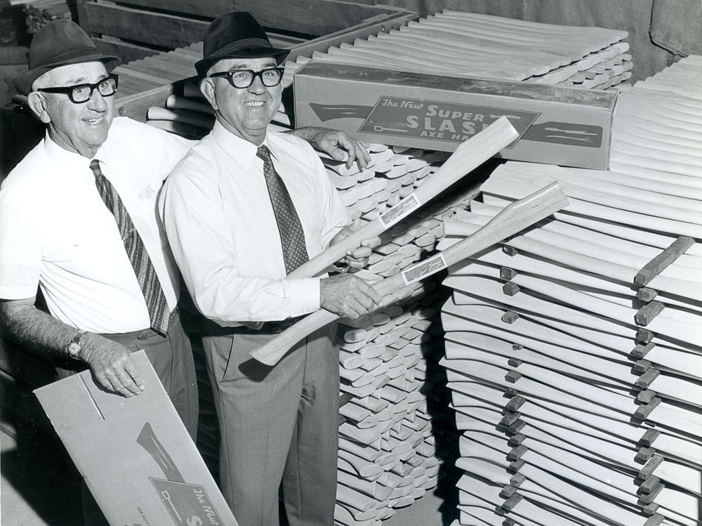 Ted and Perc Kruger, owners Kruger Sawmills, Bundamba, Ipswich, early 1950s