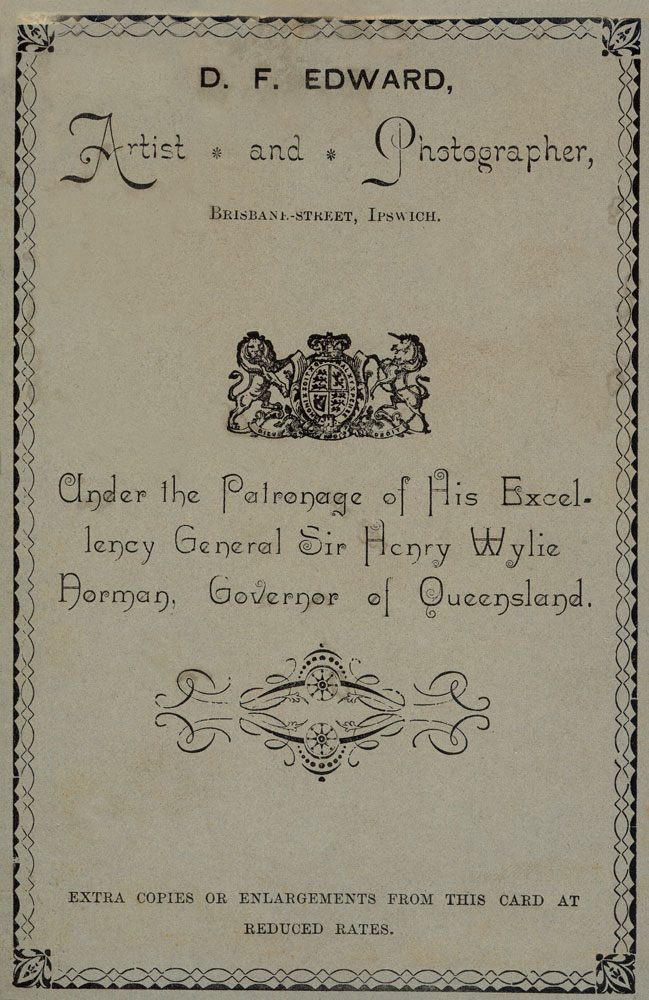 Trademark of Edward Studio, Brisbane Street, Ipswich, 1889-1895