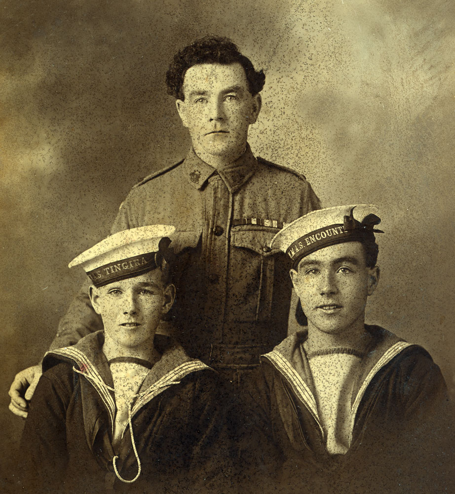 Cecil Davenport, Snr. with his sons, Ellis and Cecil, Ipswich, c.1918