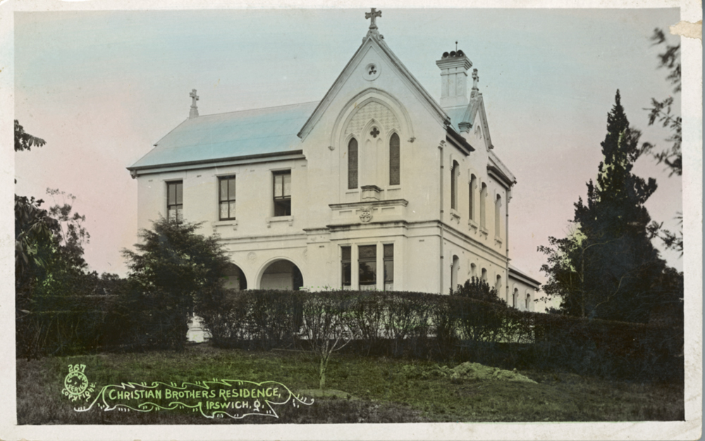 Postcard of St Mary's Catholic Church, Christian Brothers residence, 1920s