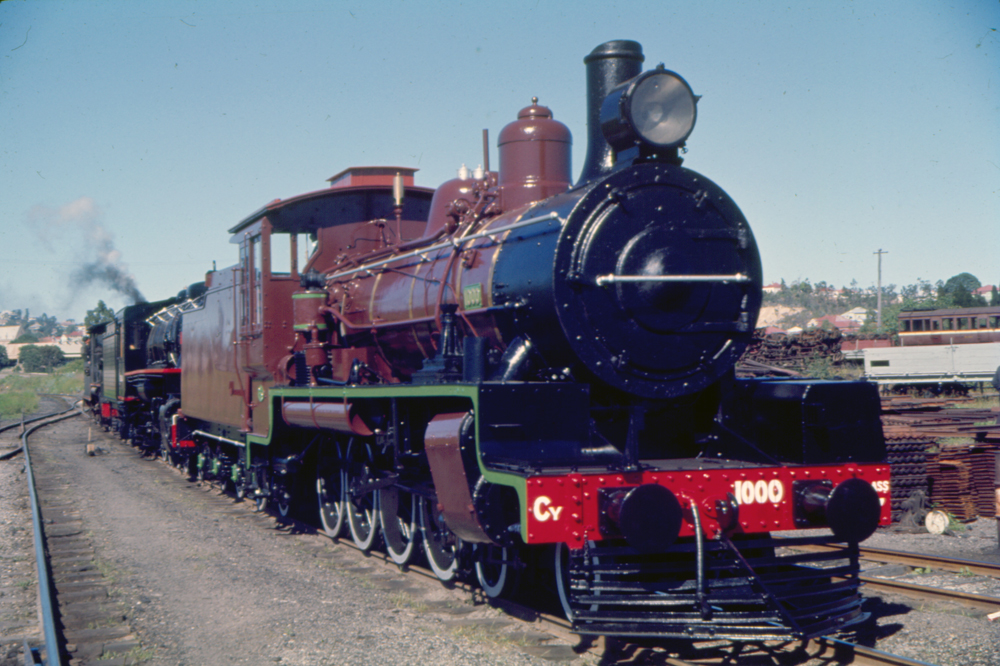 Restored steam train for Redbank Rail Museum, Ipswich Railway Workshops, North Ipswich, 1969