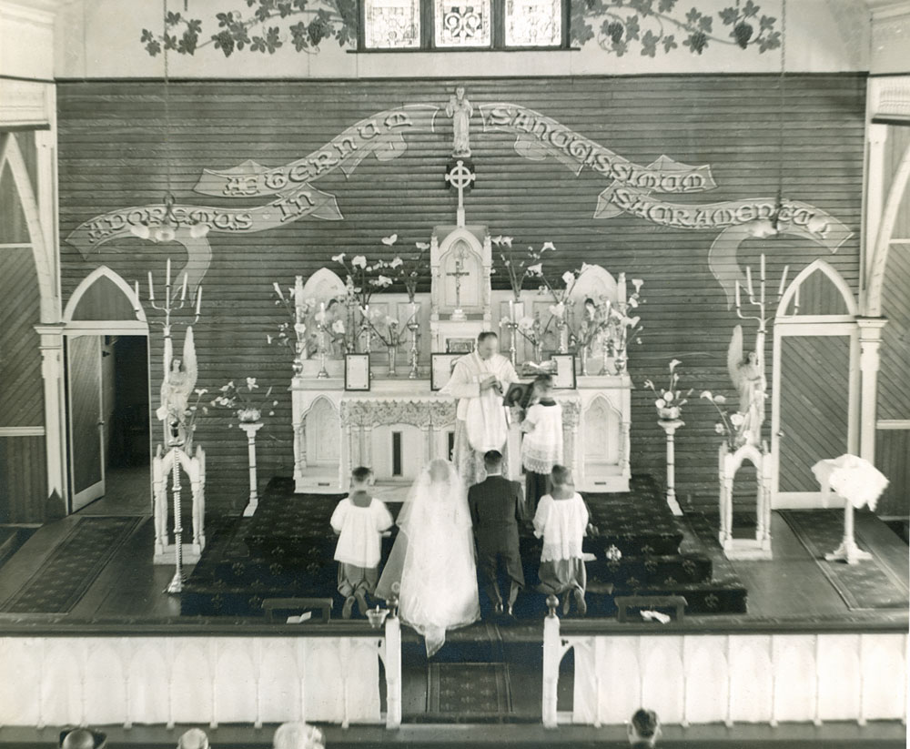 Interior of St Brigid's Catholic Church, Rosewood, Ipswich, 1952