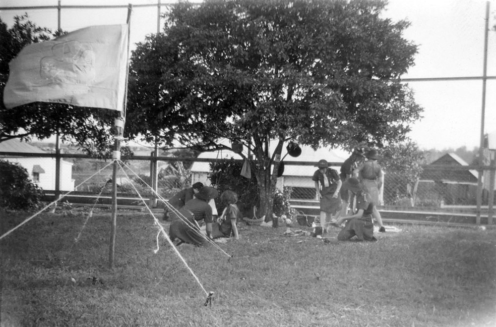Girl guides from Ipswich competing for the Mavis Parkinson Shield, Blair School, Sadliers Crossing, 1956