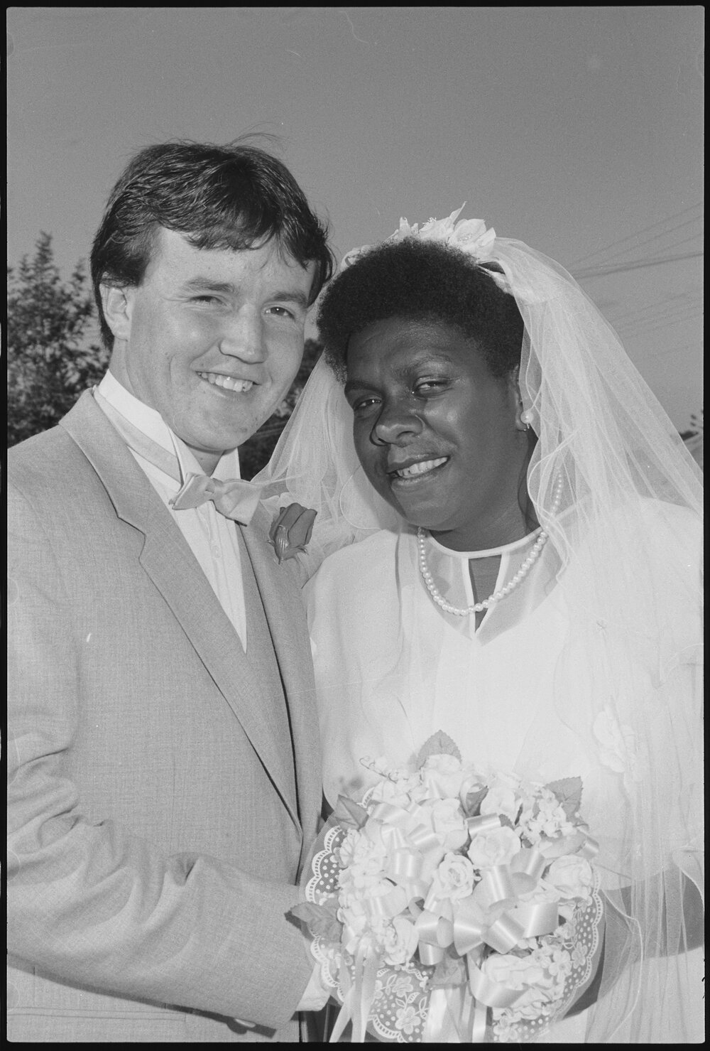Unidentified bride and groom, Ipswich, July 1985